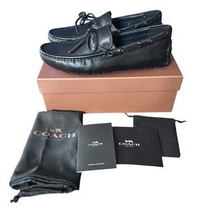 Coach Men's Size 12 D US EUC Black Soft Leather Moccasins Driving Loafers Shoes